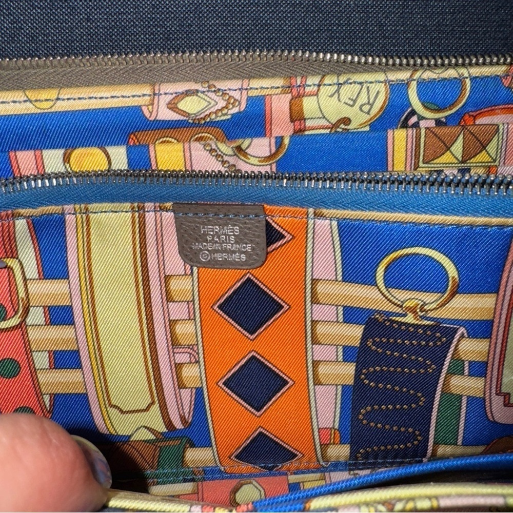 HERMES Azap Silk In Leather Zip Around Long Wallet Gray VINTAGE AUTHENTIC EUC - Picture 6 of 6